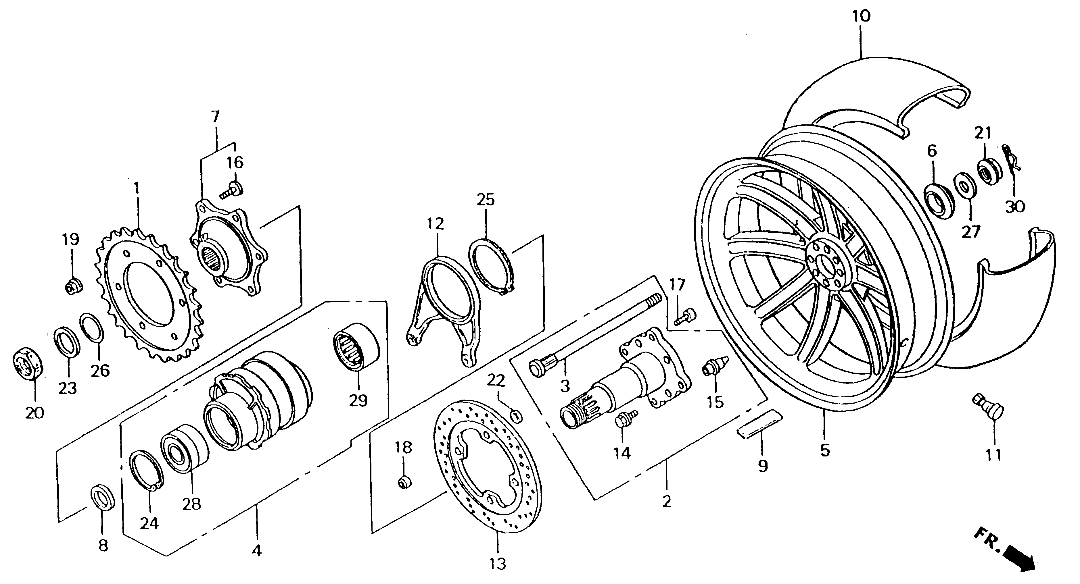 Rear Wheel Parts for a 1998 Honda RS250 Technical Sports One, LLC