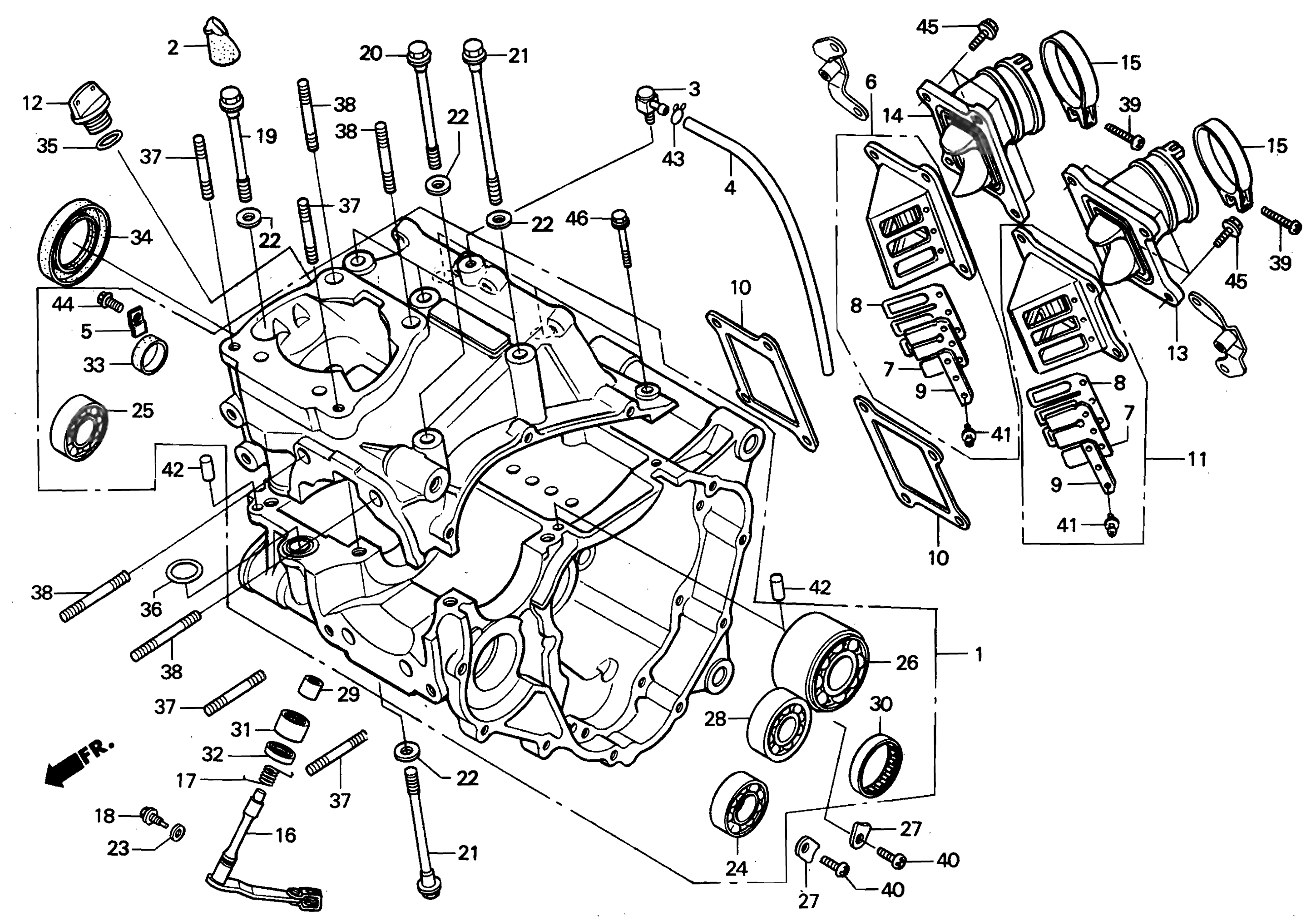 Crankcase and Crankcase Parts for a 1999 Honda RS250 Technical Sports One, LLC