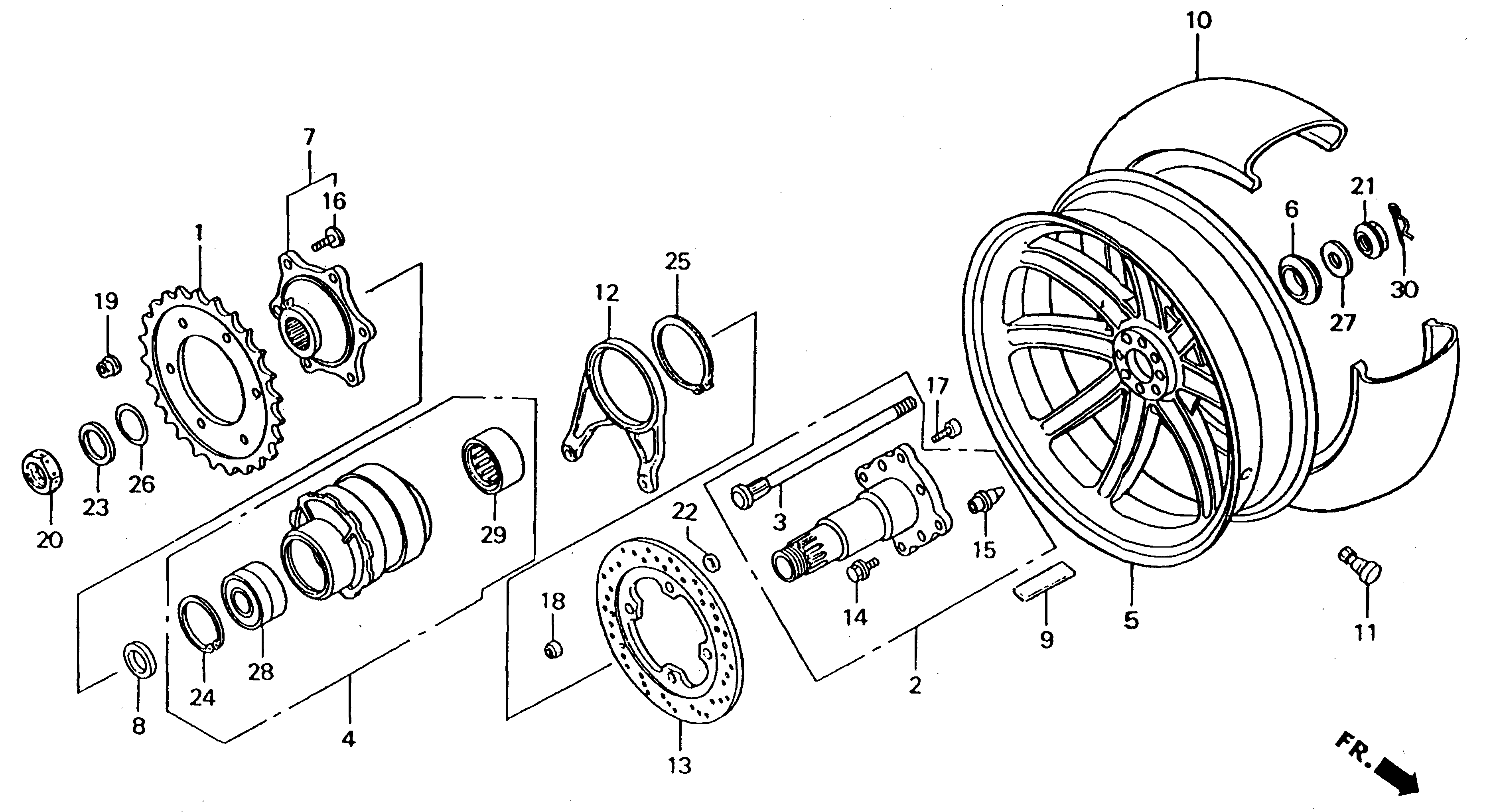 Rear Wheel Parts for a 1999 Honda RS250 Technical Sports One, LLC